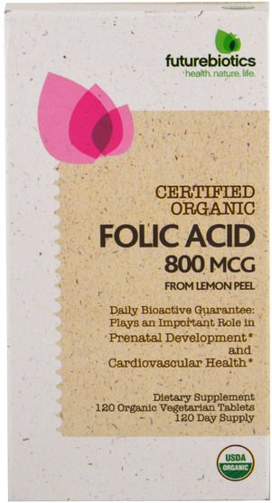 維生素，葉酸 - FutureBiotics, Folic Acid From Lemon Peel, 800 mcg, 120 Organic Veggie Tabs