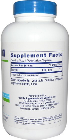 維生素，肌醇 - Life Extension, Inositol Caps, 1.000 mg, 360 Veggie Caps