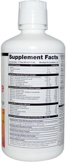 維生素，液體多種維生素 - Health Direct, Natures Optimal Nutrition, Energize, Peach Mango Splash, 30 fl oz (887 ml)