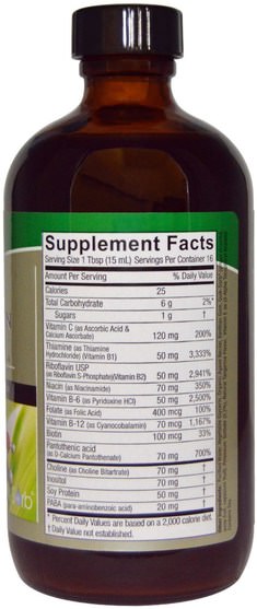 維生素液，維生素b複合物 - Natures Answer, Liquid Vitamin B-Complex, Natural Tangerine Flavor, 8 fl oz (240 ml)