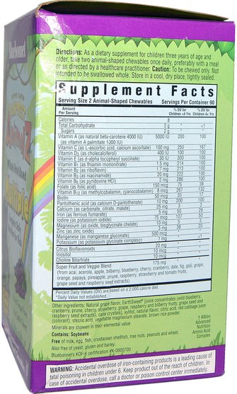 維生素，多種維生素，兒童多種維生素 - Bluebonnet Nutrition, Rainforest Animalz, Whole Food Based Multiple, Natural Grape Flavor, 180 Chewables