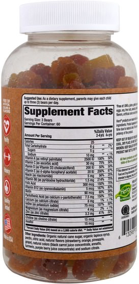 維生素，多種維生素，兒童多種維生素，兒童健康，兒童補品 - Hero Nutritional Products, Yummi Bears Organics, Complete Multi-Vitamin, 180 Gummy Bears