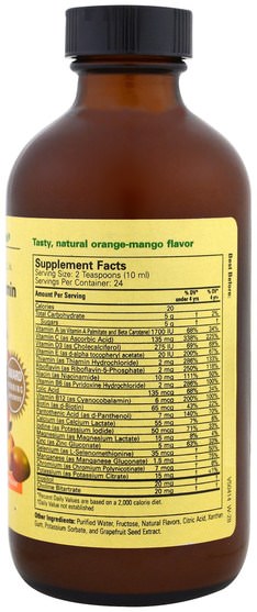維生素，多種維生素，兒童多種維生素，液體多種維生素 - ChildLife, Essentials, Multi Vitamin & Mineral, Natural Orange/Mango Flavor, 8 fl oz (237 ml)