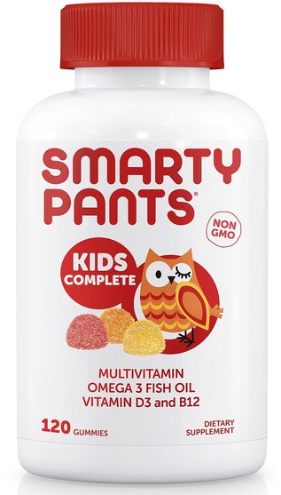維生素，多種維生素，多種維生素gummies，兒童健康，兒童gummies - SmartyPants, Kids Complete Multivitamin Omega 3 Fish Oil Vitamin D3 and B12, 120 Gummies