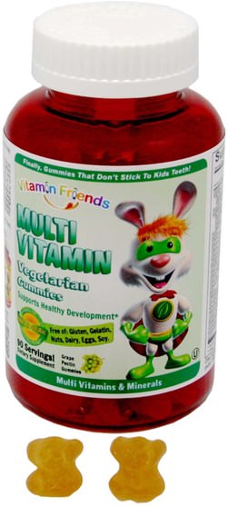 維生素，多種維生素，多種維生素gummies，兒童健康，兒童gummies - Vitamin Friends, Multi Vitamin, Vegetarian Gummies, 90 Grape Pectin Gummies