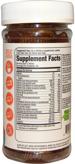 維生素，多種維生素，多種維生素 - Hero Nutritional Products, Slice of Life, Multi +, Adult Gummy Vitamins, 60 Gummies