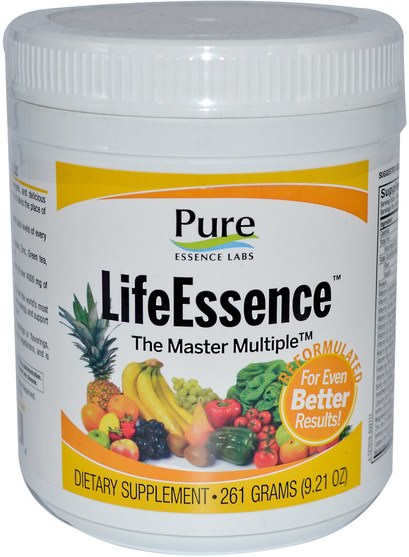 維生素，多種維生素 - Pure Essence, LifeEssence Powder, Energizing Whole Food Multiple, 9.21 oz (261 g)