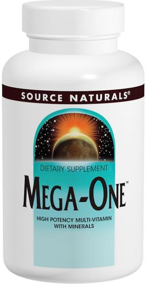 維生素，多種維生素 - Source Naturals, Mega-One, High Potency Multi-Vitamin with Minerals, 180 Tablets