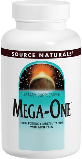 維生素，多種維生素 - Source Naturals, Mega-One, High Potency Multi-Vitamin with Minerals, 60 Tablets