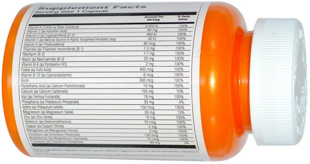 維生素，多種維生素 - Thompson, All-In-One Multivitamin, 60 Veggie Caps