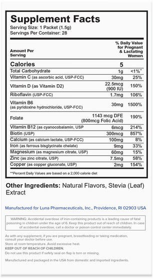 維生素，產前多種維生素 - Premama, Essentials, Prenatal Vitamin Drink Mix, Unflavored, 28 Packets, 1.48 oz (42 g)