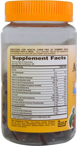熱敏感產品，維生素，多種維生素gummies - Sundown Naturals, Active Adult Multivitamin, with Co Q-10, Cherry and Grape Flavored, 60 Gummies
