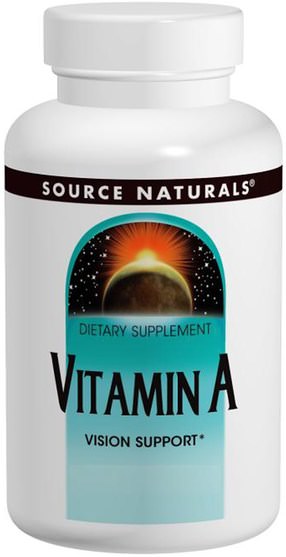 維生素，維生素a - Source Naturals, Vitamin A, 10.000 IU, 100 Tablets