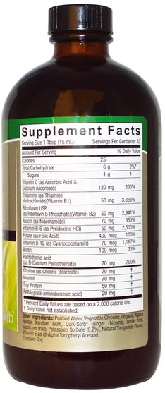 維生素，維生素B複合物，維生素B，維生素B液 - Natures Answer, Liquid Vitamin B-Complex, Natural Tangerine Flavor, 16 fl oz (480 ml)