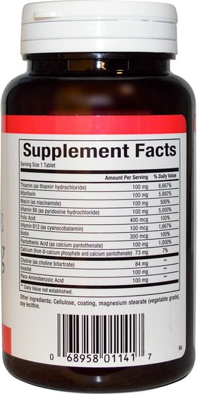 維生素，維生素B，維生素B複合物，維生素B複合物100 - Natural Factors, Complete B, 100 mg, 90 Tablets