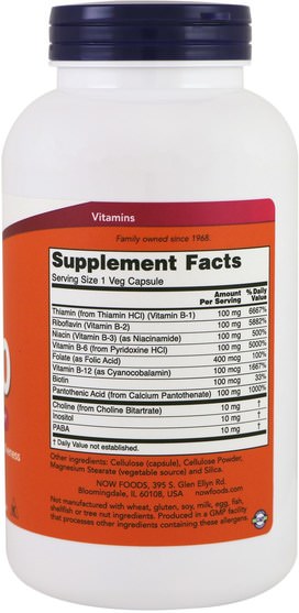 維生素，維生素B，維生素B複合物，維生素B複合物100 - Now Foods, B-100, 250 Veg Capsules