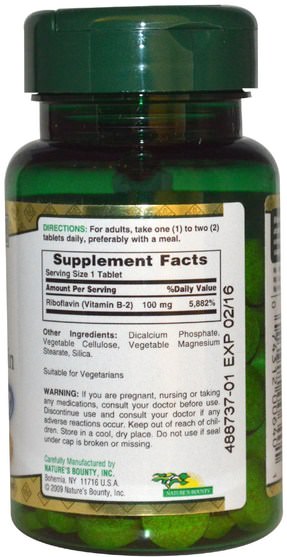 維生素，維生素b，維生素b2 - 核黃素 - Natures Bounty, Vitamin B-2, 100 mg, 100 Tablets