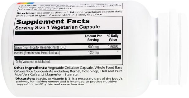 維生素，維生素B，維生素b3，菸酸沖洗 - Solaray, No Flush Niacin, 500 mg, 100 Vegetarian Capsules