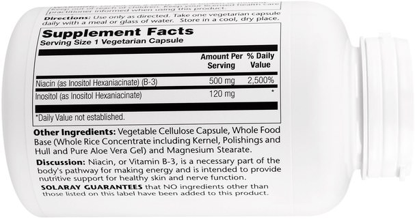 維生素，維生素B，維生素b3，菸酸沖洗 - Solaray, No Flush Niacin, 500 mg, 200 Vegetarian Capsules