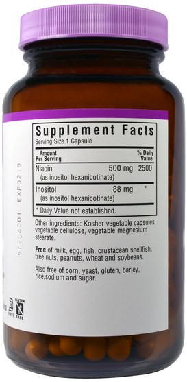 維生素，維生素B，維生素b3，維生素b3 - 菸酸沖洗 - Bluebonnet Nutrition, Flush-Free Niacin, 500 mg, 120 Veggie Caps