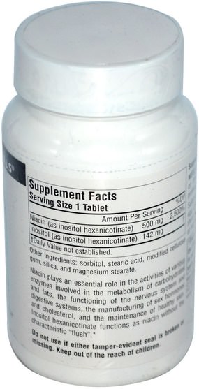 維生素，維生素B，維生素b3，維生素b3 - 菸酸沖洗 - Source Naturals, No-Flush Niacin, 500 mg, 60 Tablets