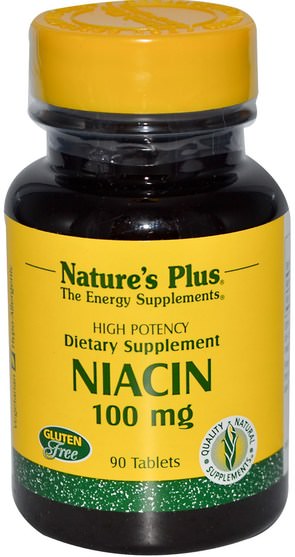 維生素，維生素b，維生素b3，維生素b3 - 菸酸 - Natures Plus, Niacin, 100 mg, 90 Tablets