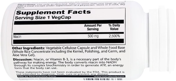 維生素，維生素b，維生素b3，維生素b3 - 菸酸 - Solaray, Niacin, 500 mg, 100 Veggie Caps