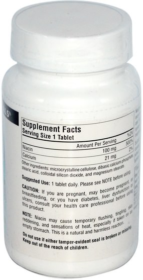 維生素，維生素b，維生素b3，維生素b3 - 菸酸 - Source Naturals, Niacin, 100 mg, 250 Tablets