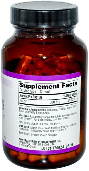 維生素，維生素b，維生素b3，維生素b3 - 菸酸 - Twinlab, Niacin (B-3) Caps, 500 mg, 100 Capsules