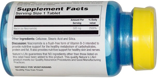 維生素，維生素b，維生素b3，維生素b3 - 煙酰胺 - Natures Life, Niacinamide, 500 mg, 100 Tablets