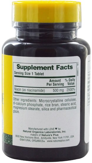 維生素，維生素b，維生素b3，維生素b3 - 煙酰胺 - Natures Plus, Niacinamide, 500 mg, 90 Tablets