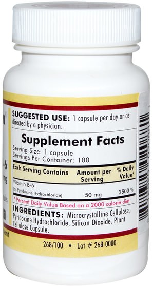 維生素，維生素b，維生素b6 - 吡哆醇 - Kirkman Labs, Vitamin B-6, 50 mg, 100 Capsules