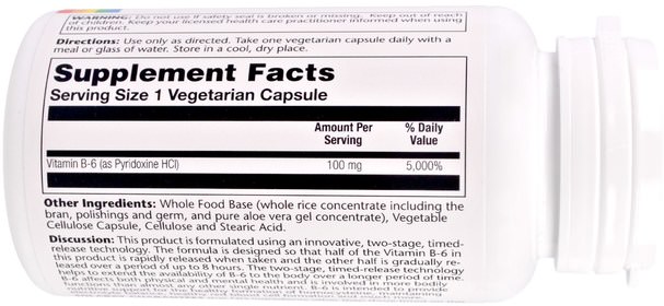 維生素，維生素b，維生素b6 - 吡哆醇 - Solaray, Vitamin B-6, 100 mg, 60 Veggie Caps