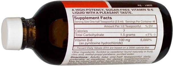 維生素，維生素b6 - 吡哆醇 - Carlson Labs, B-6 Liquid, 4 fl oz (120 ml)