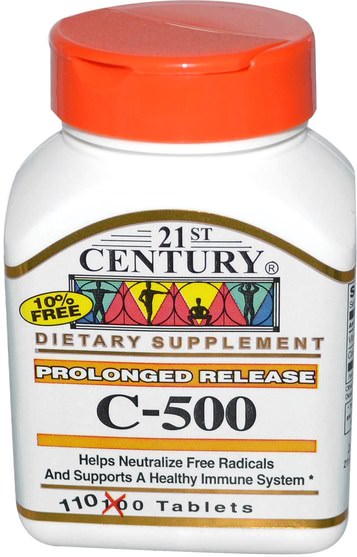 維生素，維生素c - 21st Century, C-500, Prolonged Release, 110 Tablets