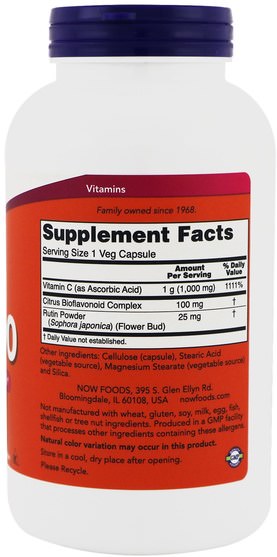 維生素，維生素c，生物類黃酮 - Now Foods, C-1000, With 100 mg of Bioflavonoids, 250 Veg Capsules