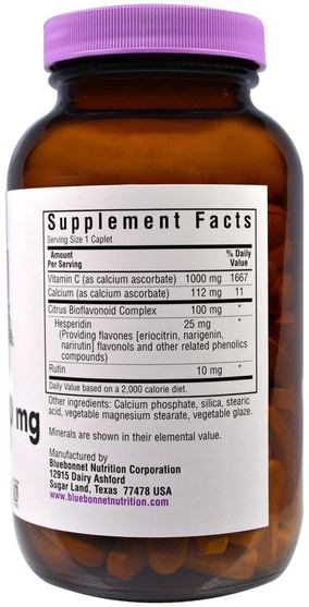 維生素，維生素C緩衝 - Bluebonnet Nutrition, Buffered Vitamin C, 1000 mg, 180 Caplets