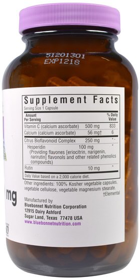 維生素，維生素C緩衝 - Bluebonnet Nutrition, Buffered Vitamin C, 500 mg, 180 Vcaps