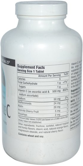 維生素，維生素C咀嚼 - Source Naturals, Chewable C, Acerola Cherry, 500 mg, 250 Tablets
