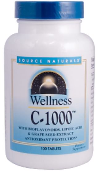 維生素，維生素C，感冒和病毒，保健配方產品 - Source Naturals, Wellness, C-1000, 100 Tablets