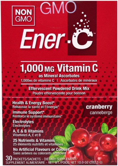 維生素，維生素c - Ener-C, Vitamin C, Effervescent Powdered Drink Mix, Cranberry, 30 Packets, 10.0 oz (282.3 g)
