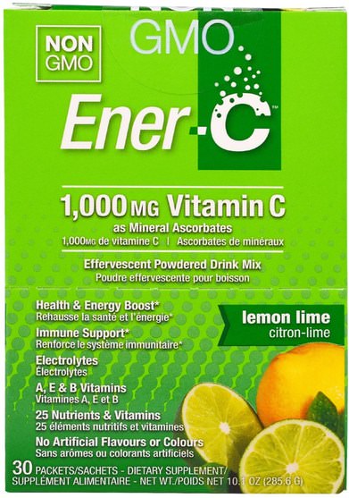 維生素，維生素c - Ener-C, Vitamin C, Effervescent Powdered Drink Mix, Lemon Lime, 30 Packets, 10.1 oz. (285.6 g)
