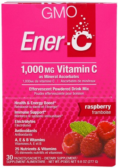 維生素，維生素c - Ener-C, Vitamin C, Effervescent Powdered Drink Mix, Raspberry, 30 Packets, 9.8 oz (277 g)