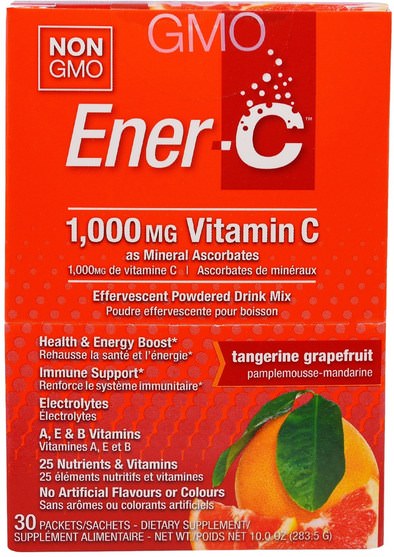 維生素，維生素c - Ener-C, Vitamin C, Effervescent Powdered Drink Mix, Tangerine Grapefruit, 30 Packets, 10.0 oz (283.5 g)