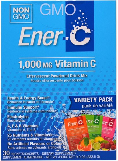 維生素，維生素c - Ener-C, Vitamin C, Effervescent Powdered Drink Mix, Variety Pack, 30 Packets, 9.9 oz (282.5 g)