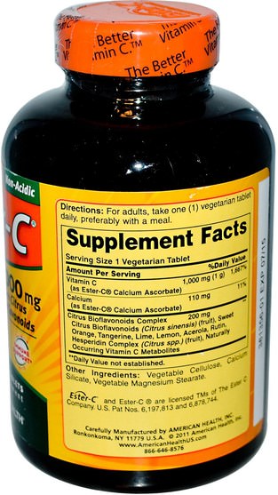 維生素，維生素c，酯類c生物類黃酮 - American Health, Ester-C, 1000 mg with Citrus Bioflavonoids, 180 Veggie Tabs