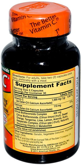 維生素，維生素c，酯類c生物類黃酮 - American Health, Ester-C, 500 mg, 60 Capsules