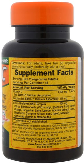 維生素，維生素c，酯類c生物類黃酮 - American Health, Ester-C, 500 mg, 90 Veggie Tabs