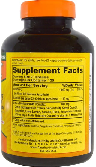 維生素，維生素c，酯類c生物類黃酮 - American Health, Ester-C, 500 mg with Citrus Bioflavonoids, 240 Capsules