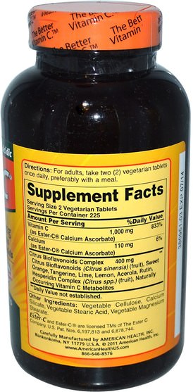 維生素，維生素c，酯類c生物類黃酮 - American Health, Ester-C, with Citrus Bioflavonoids, 500 mg, 450 Veggie Tabs
